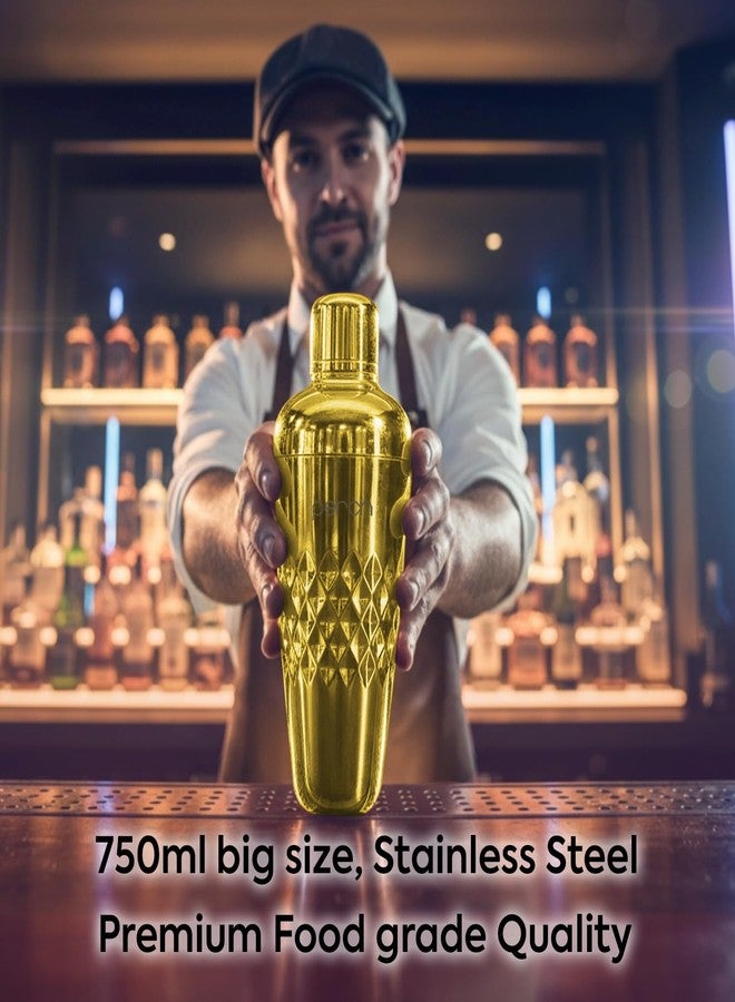 Perch O Holic Cocktail Shaker Gift Set | 10-Piece Stainless Steel Bartender Kit with Mango Wooden Stand| Accessories for Home Bar|Gift Box for Winters, Birthday, Wedding, Anniversary, Christmas|Golden - Image 4